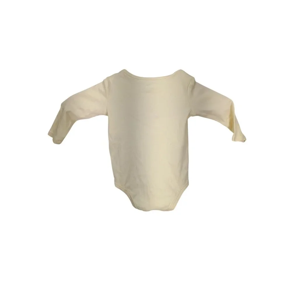 Ralph Lauren Baby White Long Sleeve Onesie With‎ Bear & Tree Print